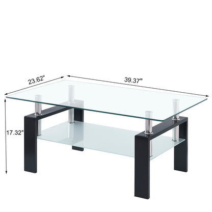Clear Glass Coffee Table - Modern Living Room Center Table