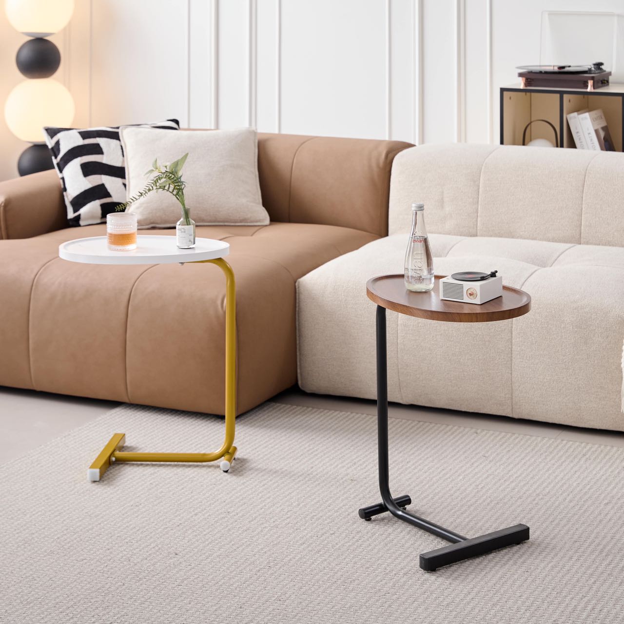 White Metal Side Table - Small Sofa Table for Living Room