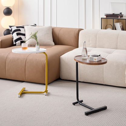 White Metal Side Table - Small Sofa Table for Living Room