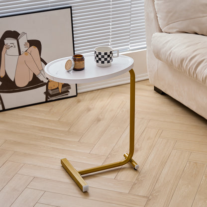 White Metal Side Table - Small Sofa Table for Living Room