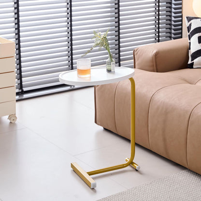 White Metal Side Table - Small Sofa Table for Living Room