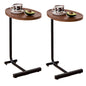 2-pieces Brown C-shaped Side Table, Small Sofa Table for Small Spaces, Living Room, Bedroom