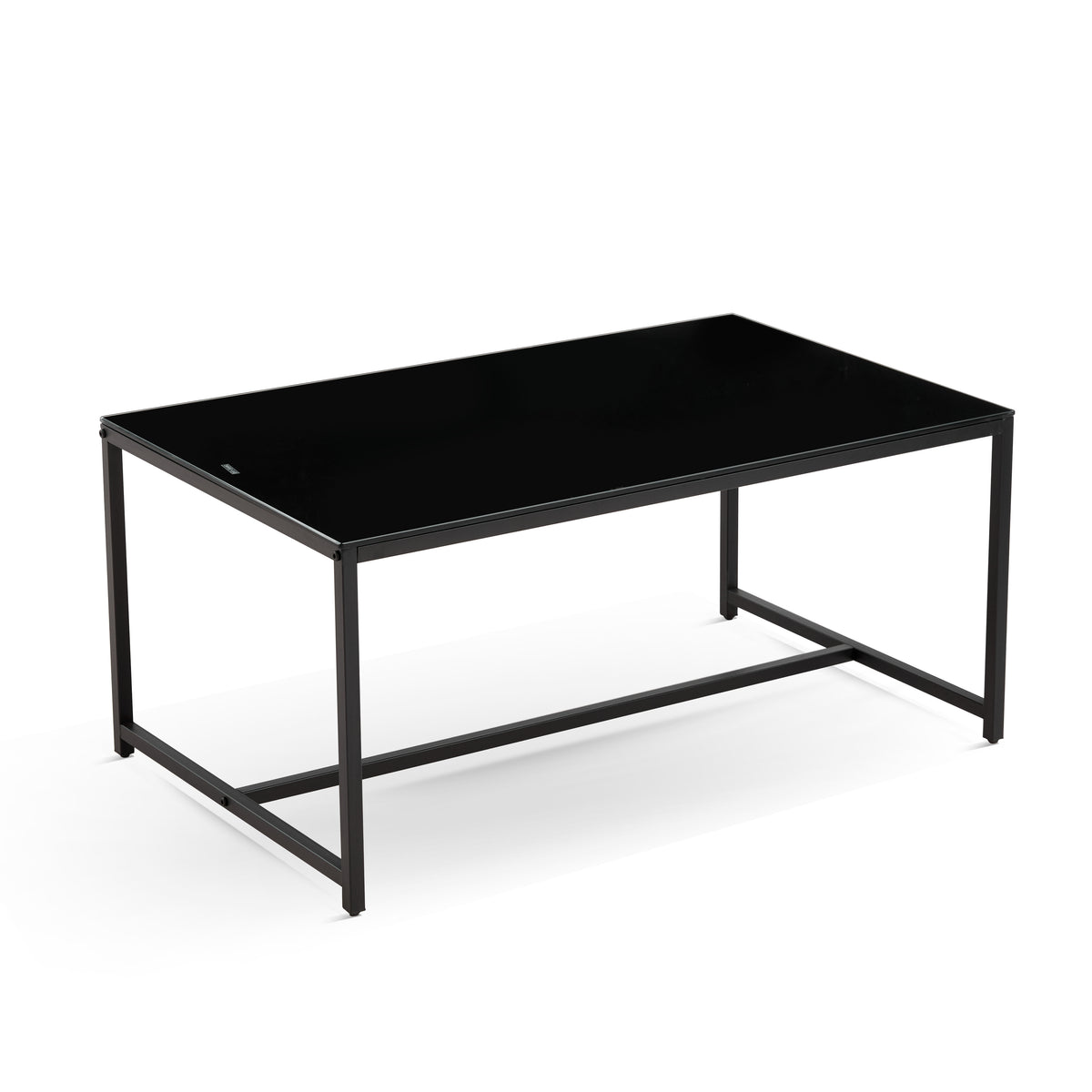 Black Glass CoffeeTable - Small Tea Table with Metal Legs for Living Room