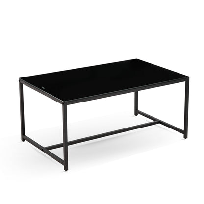 Black Glass CoffeeTable - Small Tea Table with Metal Legs for Living Room