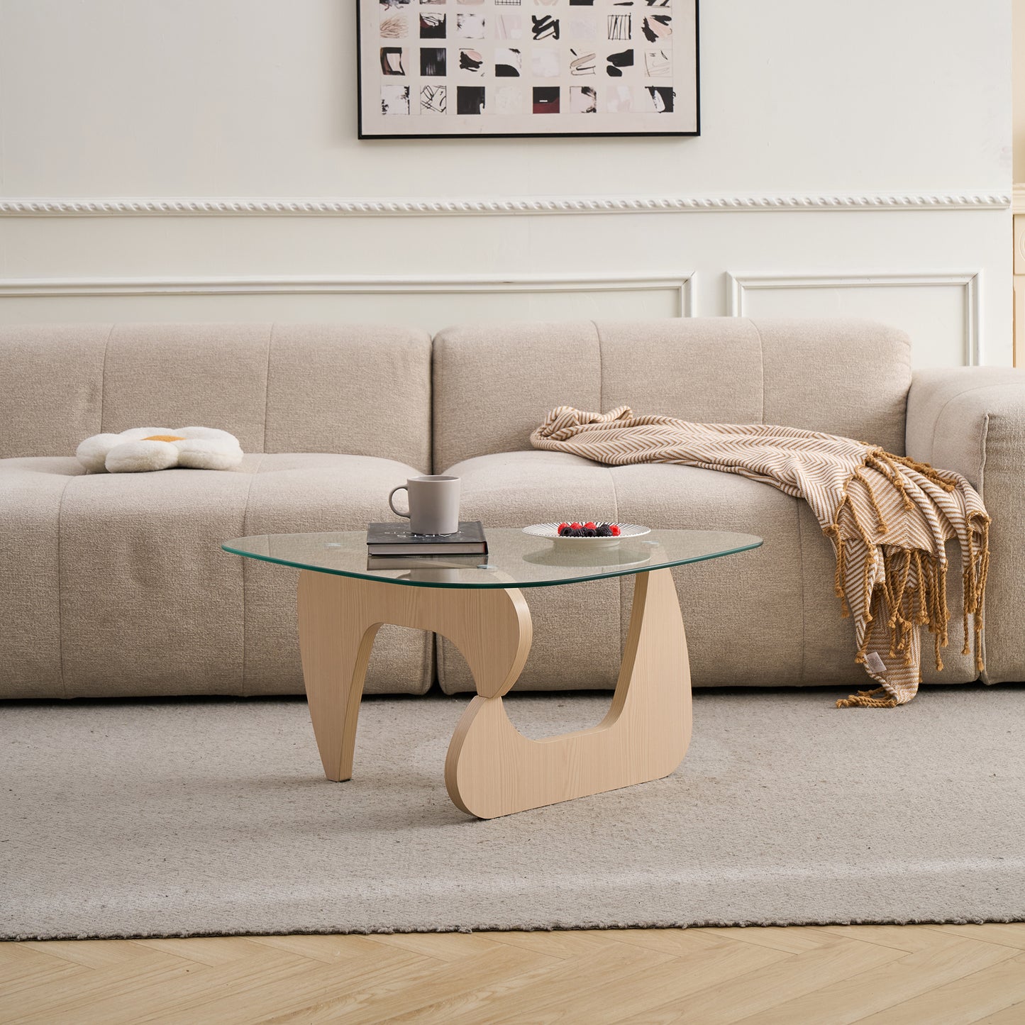 Clear Glass Coffee Table - Small Modern Center Table for Living Room