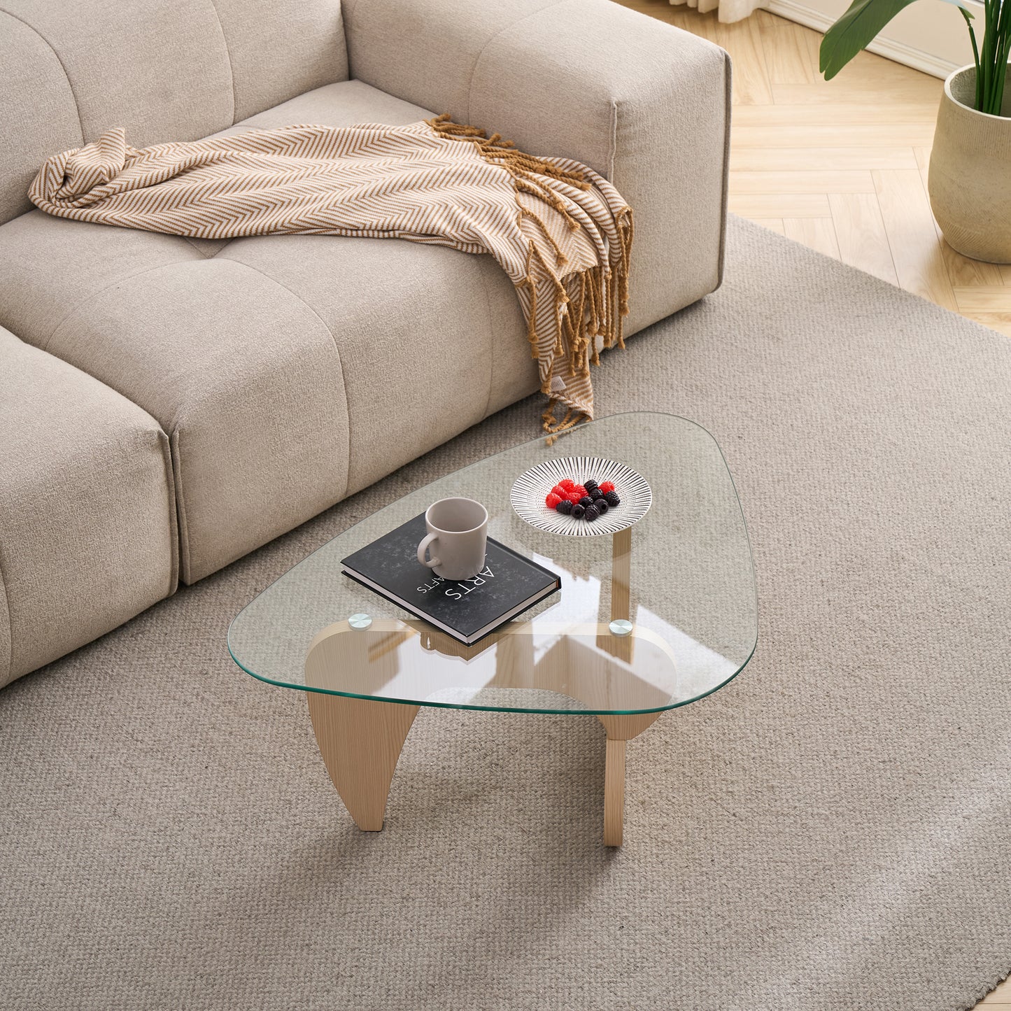 Clear Glass Coffee Table - Small Modern Center Table for Living Room