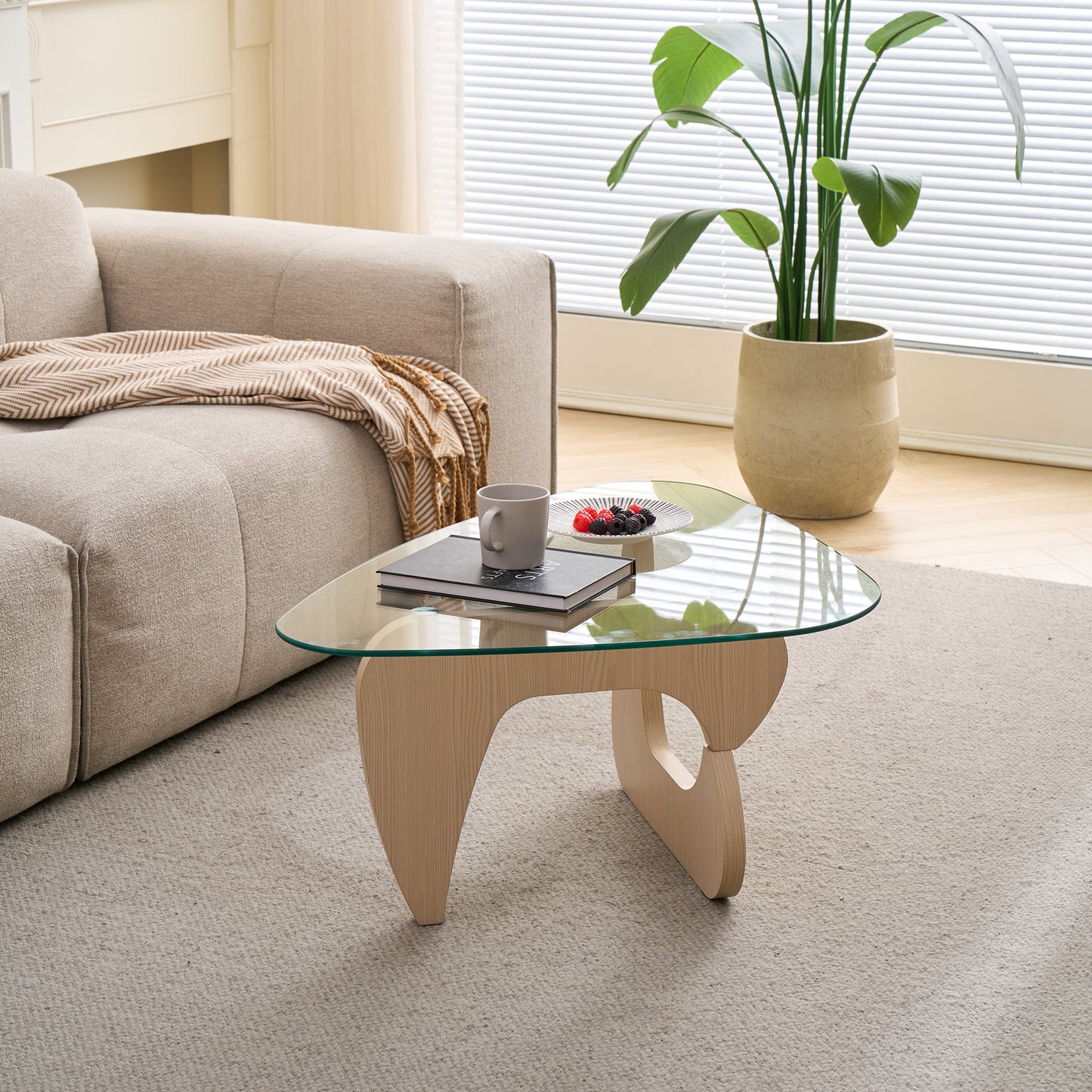 Clear Glass Coffee Table - Small Modern Center Table for Living Room