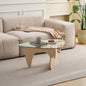 Glass Coffee Tables Small Farmhouse Coffee Table Mid-Century Modern Wood Center Table for Living Room, Walnut Brown