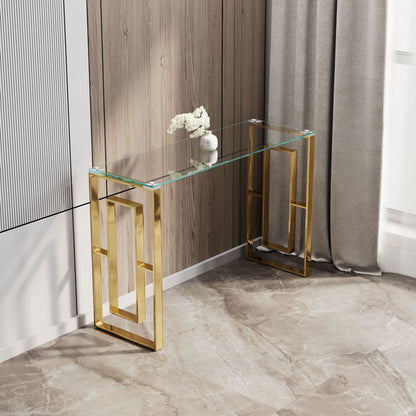 Golden Transparent Stainless Steel Console Table