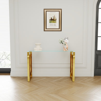 Golden Transparent Stainless Steel Console Table