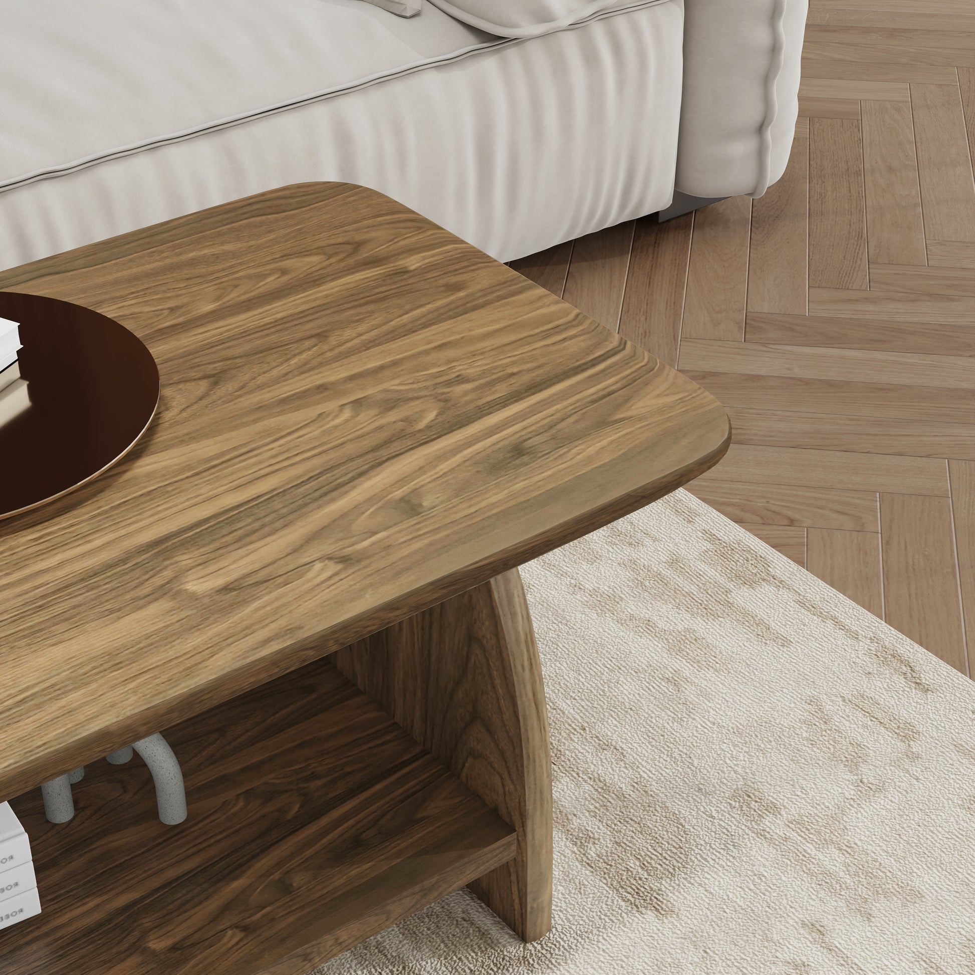 47 Inch Modern Coffee Table - Storage & Wood Design