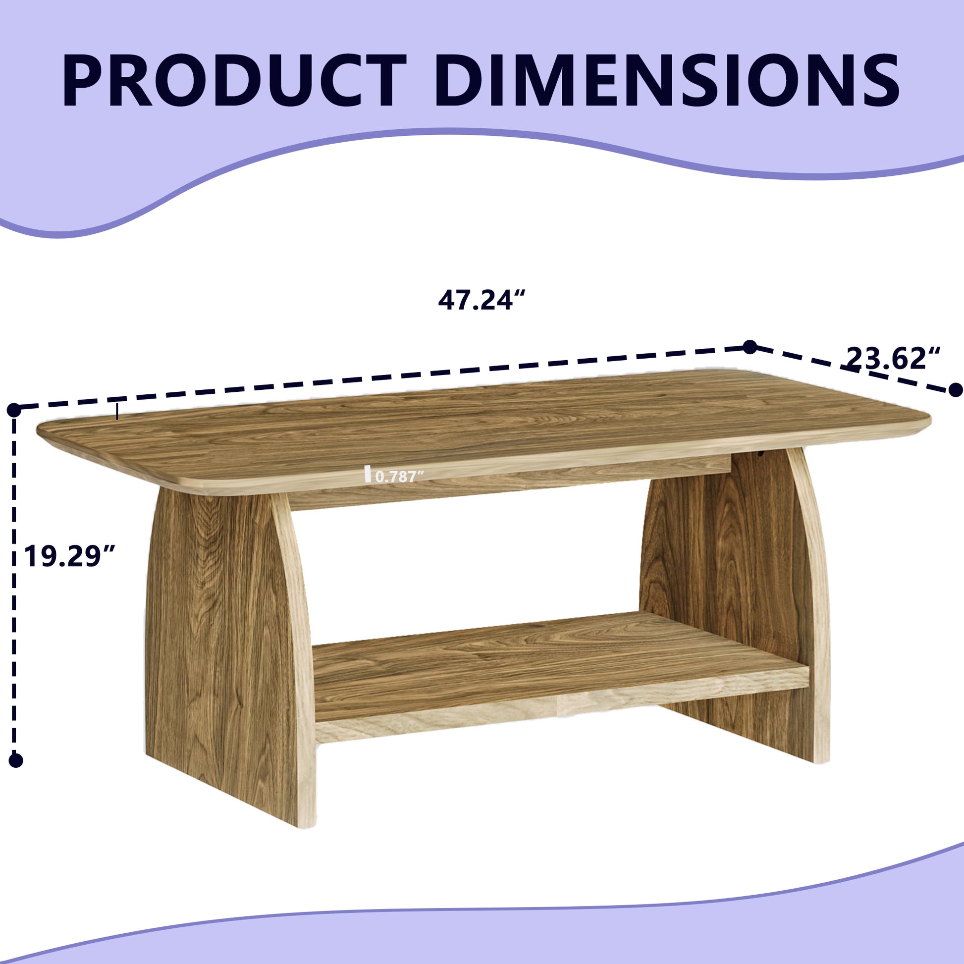 47 Inch Modern Coffee Table - Storage & Wood Design