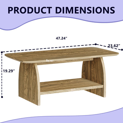 47 Inch Modern Coffee Table - Storage & Wood Design