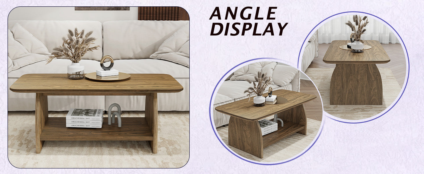 47 Inch Modern Coffee Table - Storage & Wood Design
