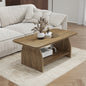 47 inch modern living room coffee table, double-layer rectangular coffee table with storage function, rounded corner design, MDF material, suitable for living room