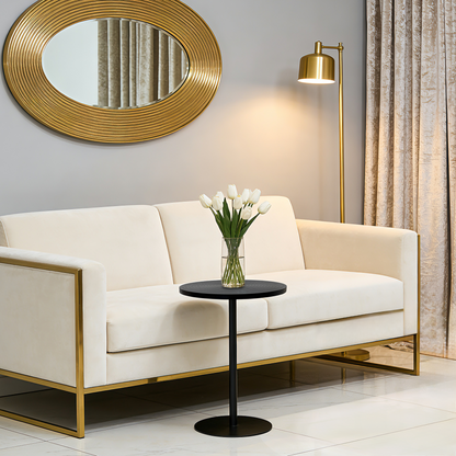 Round Nesting Tables - Walnut Black Set of 2 for Living Room