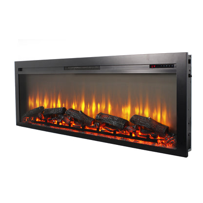 Living Room Antique Black Wall Mounted Electric Fireplace 54 Inch with Flame Effect