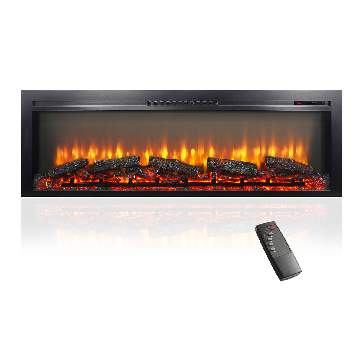 Living Room Antique Black Wall Mounted Electric Fireplace 54 Inch with Flame Effect