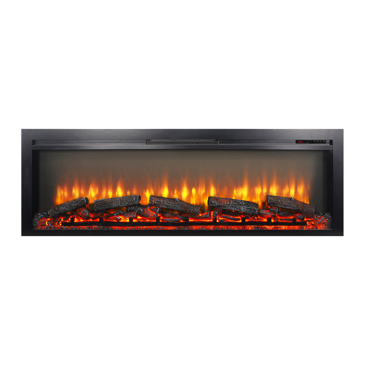 Living Room Antique Black Wall Mounted Electric Fireplace 54 Inch with Flame Effect