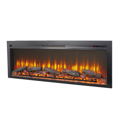 Living Room Antique Black Wall Mounted Electric Fireplace 54 Inch with Flame Effect