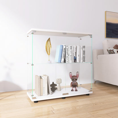 Glass Display Cabinet - 2 Shelf White Curio Storage
