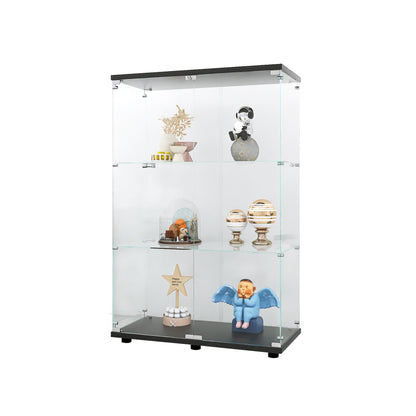 Glass Display Cabinet - 3 Shelf Curio Cabinet Black