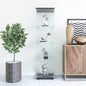 Glass Display Cabinet 4 Shelves with Door, Floor Standing Curio Bookshelf for Living Room Bedroom Office, 64.7"*16.7"*14.3", Black