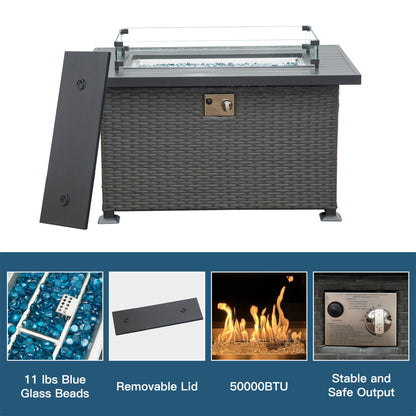 43.3 Inch Fire Pit Table - Dark Gray Metal Outdoor Heating