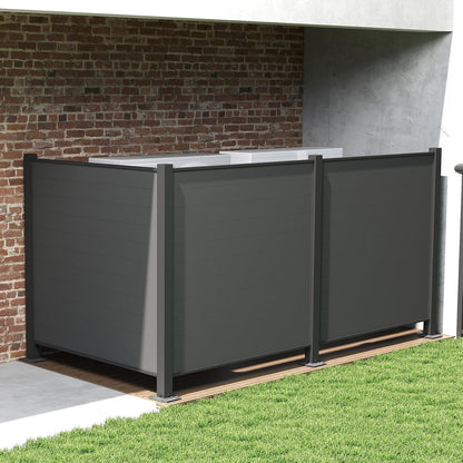 Outdoor Privacy Screens, 50" W x 50" H Air Conditioner Fence, Trash Can Enclosure with Metal Stakes, Metal Decorative Fences for Garden Backyard Patio(3 Panels, Black)
