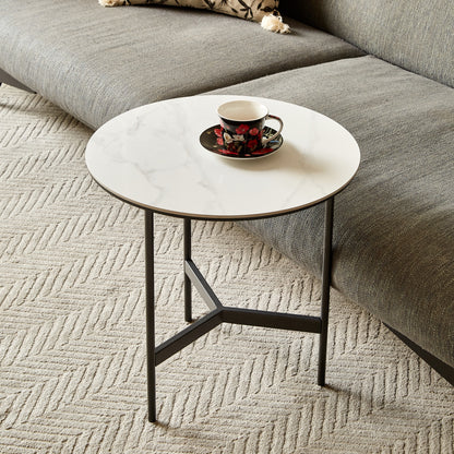 End/Side Tables - Small Round Accent Table, Metal Gray Narrow Night Stands with Sharp, Ideal for Any Room-Side Tables Living Room, Bedroom, Tall Plant Stand Balcony, Indoor