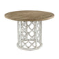 47x47x31" Round Wooden Dining Table with Ornate Cut-Out Base, Brown/White
