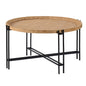 D32" x 18" Farmhouse Round Wooden Round Coffee Table with Metal Legs