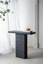 35.5x14x35.5" Black Rectangular Coffee Table With Pedestal Base
