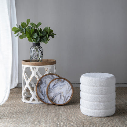 S/5 French Country Home Decor Collection (Includes an artificial plant, vase, trays, stool and side table)