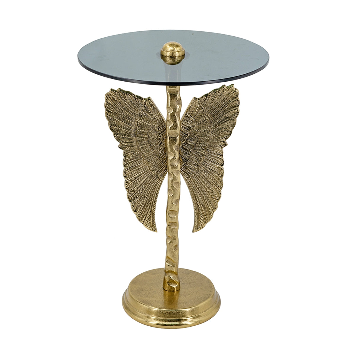 Gold Black Angel Wing Accent Table - 15.5" Round for Living Room