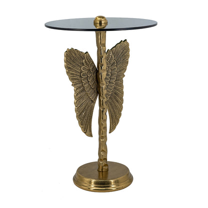 Gold Black Angel Wing Accent Table - 15.5" Round for Living Room
