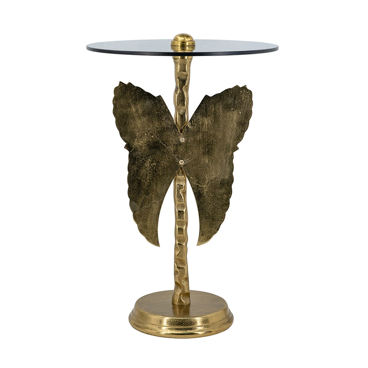 Gold Black Angel Wing Accent Table - 15.5" Round for Living Room