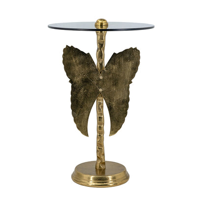 Gold Black Angel Wing Accent Table - 15.5" Round for Living Room
