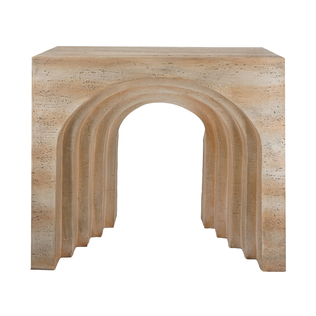 Beige Magnesium Oxide Console Table - 32.3" Modern Arched Design