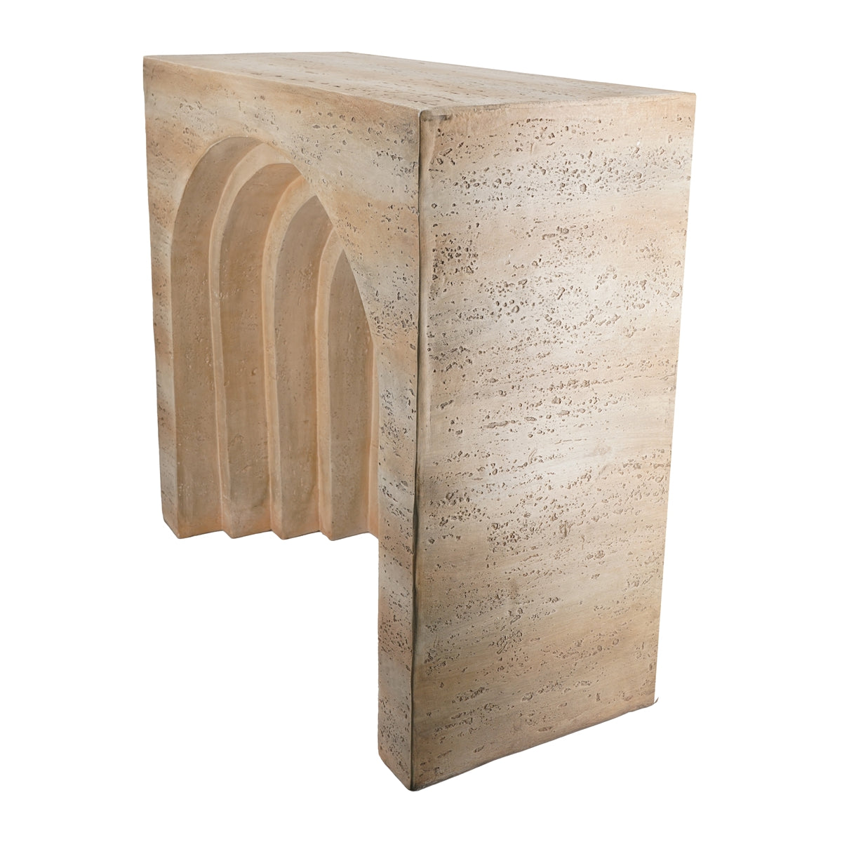 Beige Magnesium Oxide Console Table - 32.3" Modern Arched Design