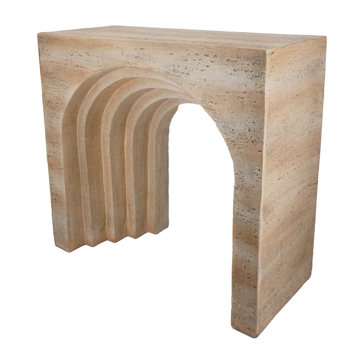 Beige Magnesium Oxide Console Table - 32.3" Modern Arched Design