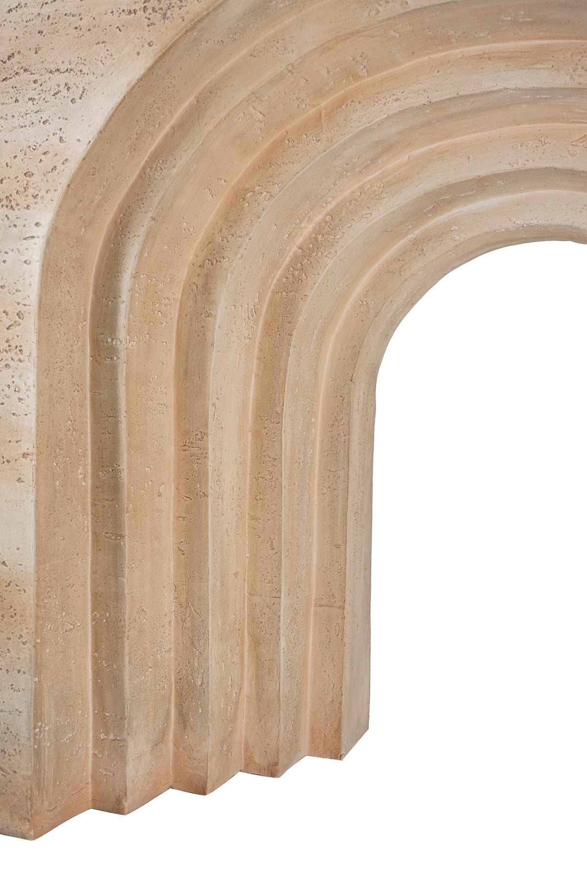 Beige Magnesium Oxide Console Table - 32.3" Modern Arched Design