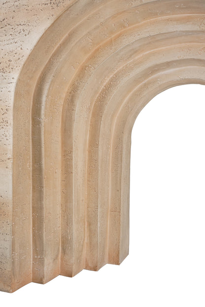 Beige Magnesium Oxide Console Table - 32.3" Modern Arched Design