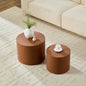 Modern Brown MDF Saddle Leather Table – Compact Sizes, Great for Living Room Decor & Daily Use