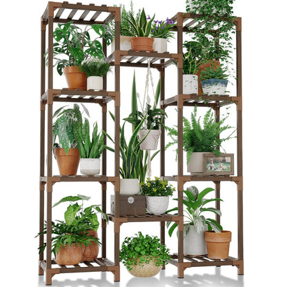 Multiple Plants Pots Wood Flower Stand