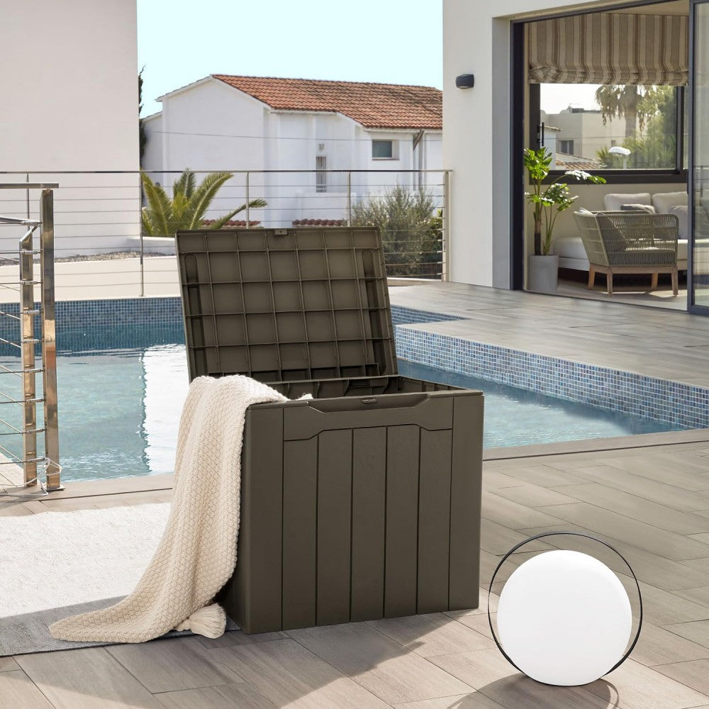 31 Gallon Resin Deck Box - Brown Outdoor Storage