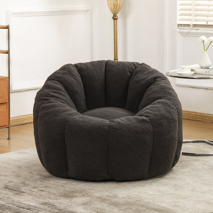 Dark Gray Teddy Bean Bag Chair with Armrests for Ultimate Comfort