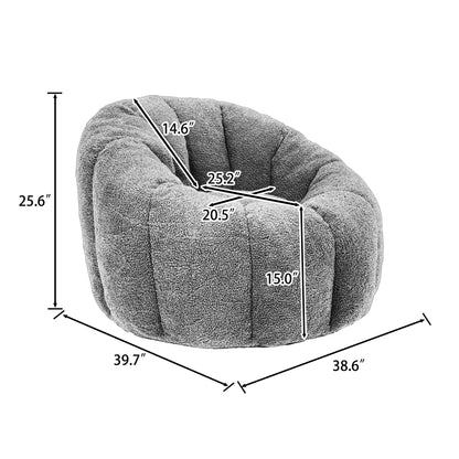 Dark Gray Teddy Bean Bag Chair with Armrests for Ultimate Comfort