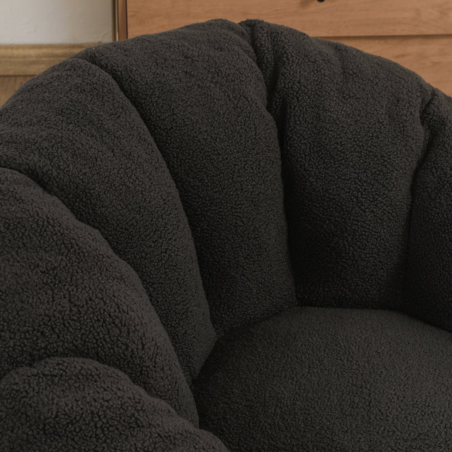 Dark Gray Teddy Bean Bag Chair with Armrests for Ultimate Comfort