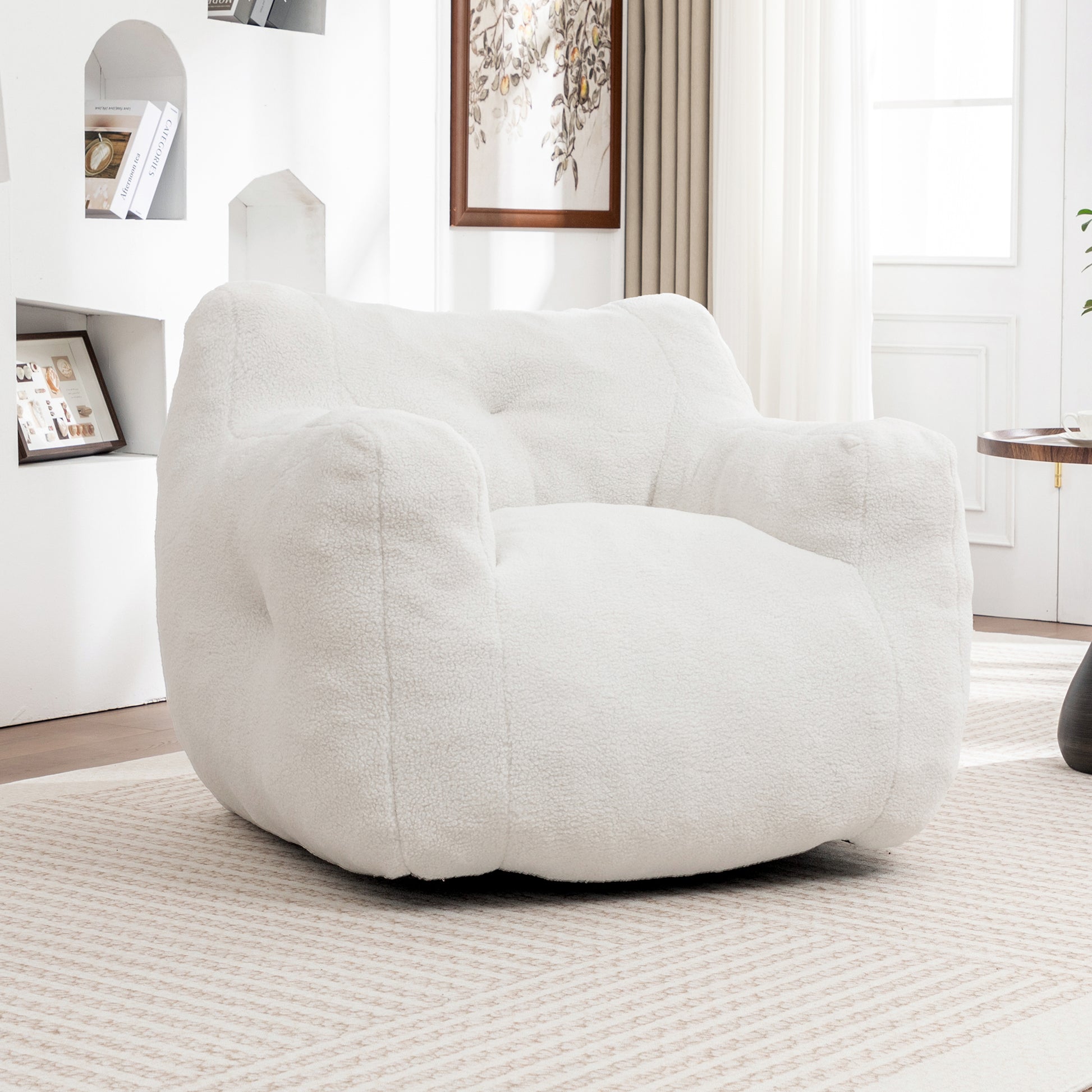 Giant White Teddy Bean Bag Sofa Chair for Ultimate Comfort and Media Viewing